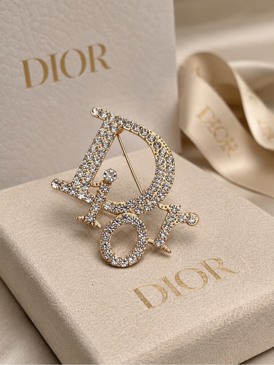 Fashion Jewelry Jewelry - Gold Crystal 'CD' Brooch